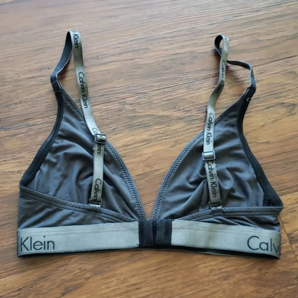 Calvin Klein Women's Gray Signature Band Athleisure Cotton Trendy Bralette XS